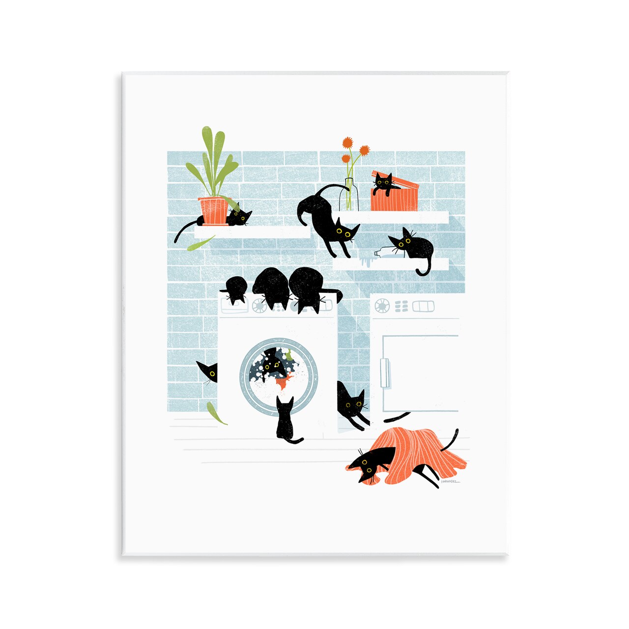 Stupell Industries Black Cats in Laundry Wall Plaque Art Design by Leeza Hernandez